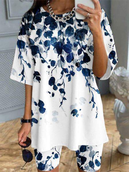 

Loosen Casual Cotton Blends Two Piece Sets, White, Suit Set