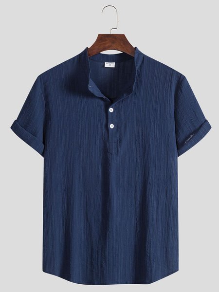 

Cotton and Linen Plain Hawaiian Shirt, Purplish blue, Shirts ＆ Blouse