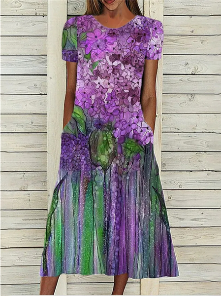 

Floral Crew Neck Casual Dresses, Multicolor, Dresses