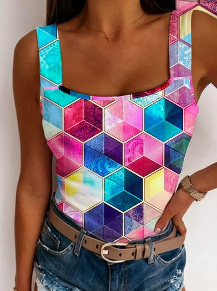 

Discount! Geometric Ladies Knit Top, Multicolor, Tops