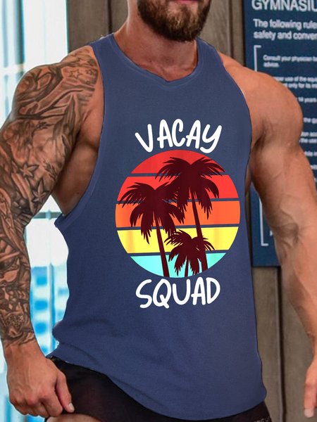 

Vacay Squad Summer Vacation Crew Neck Tank Top, Blue, Tank Tops