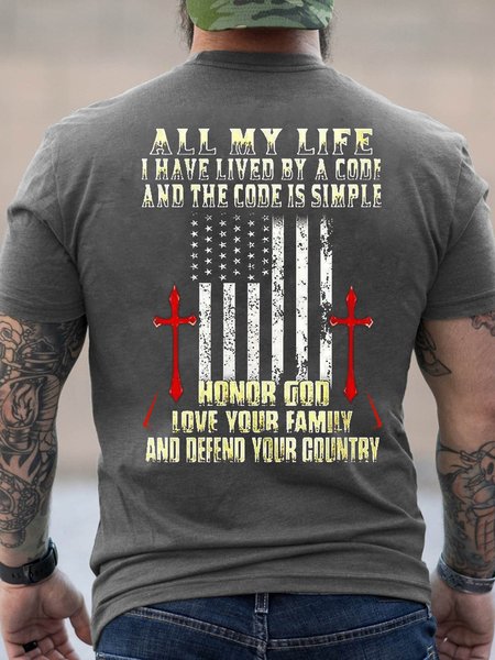 

American Flag All My Life Short Sleeve Cotton T-Shirt, Deep gray, T-shirts