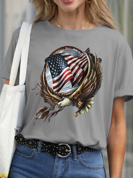 

Hoop Eagle Cotton Casual T-Shirt, Gray, T-shirts