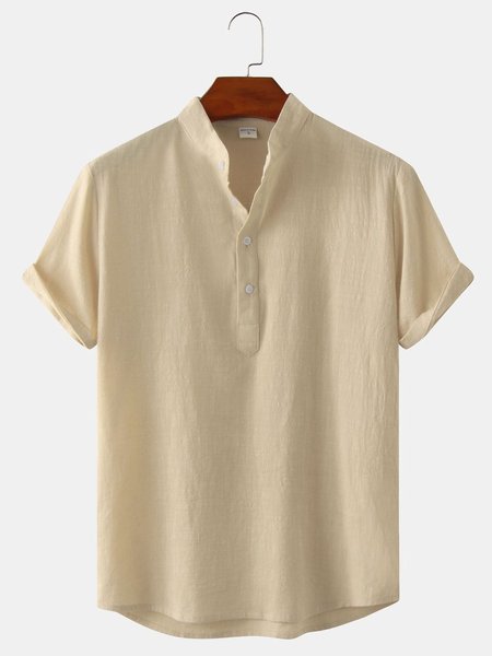 

Cotton and Linen Plain Hawaiian Shirt, Apricot, Shirts ＆ Blouse
