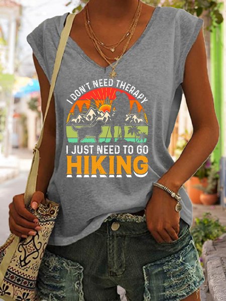 

I Just Need To Go Hiking，Regular Fit Tank & Cami, Gray, Tank Tops