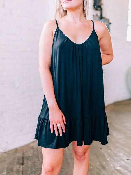 

Discount! Resort Style Ladies Loose Dress, Black, Dresses