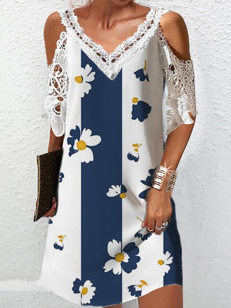 

Casual Guipure Hollow Out Geometric Dresses, White, Dresses