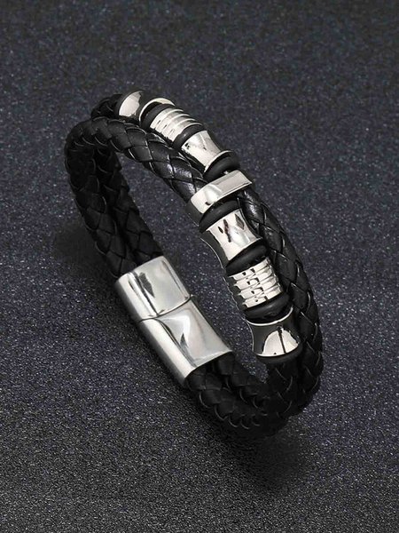 

Men's Vintage PU Metal Bracelet, White, Men Bracelets