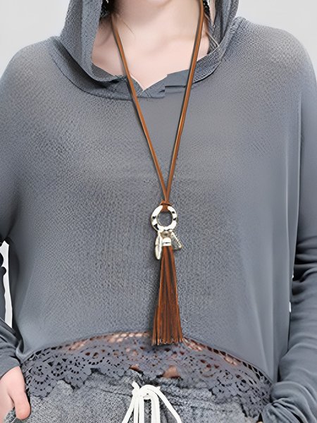 

Beach Ethnic Versatile Leather Rope Long Necklace, Coffee, Necklaces