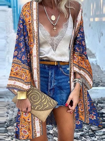 

Off Shoulder Boho Other Coat, Yellow, Cardigans
