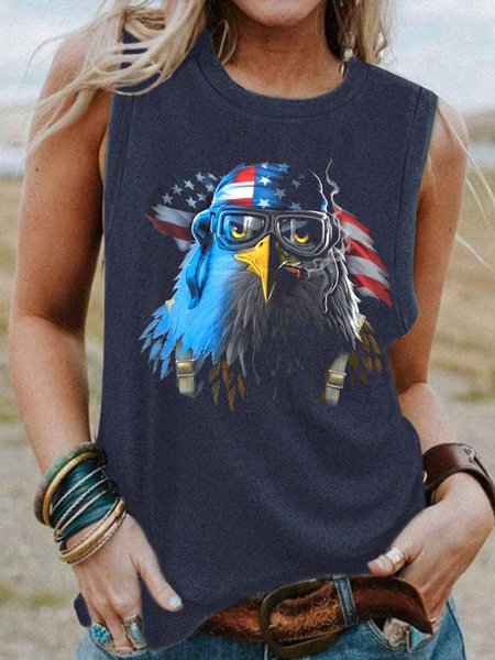

American Eagle Pilot with Flag，Crew Neck Tanks & Camis, Deep blue, Tank Tops