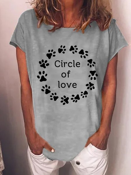 

Lilicloth x Kat8lyst Circle Of Love Crew Neck T-shirt, Gray, T-shirts