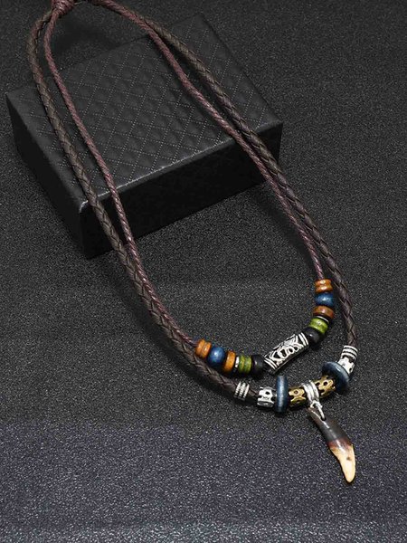 

Men's Vintage Plain Resin Fishbone Necklace, Coffee, Necklaces
