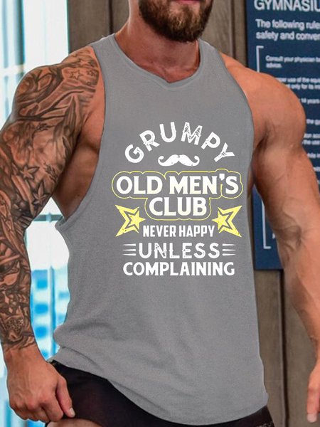 

Funny Saying Grumpy Old Men’s Club Never Happy Unless Complaining Casual Crew Neck Tank Top, Gray, Tank Tops