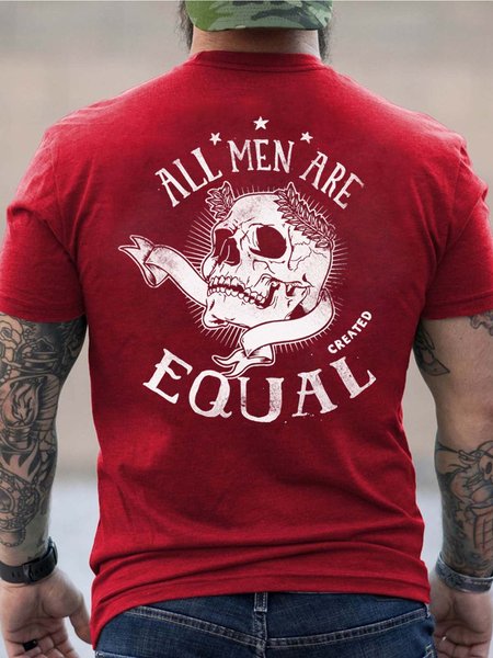 

skull Vintage Crew Neck T-Shirt, Red, T-shirts