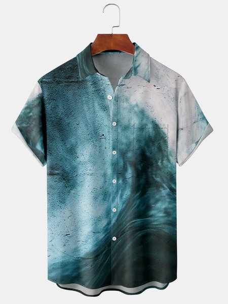 

Mens Marble Print Front Buttons Soft Breathable Casual Hawaiian Shirts, Blue, Men's Floral shirt