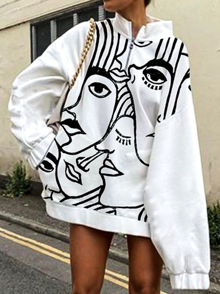 

Oversize Abstract Casual Sweatshirts, White, Hoodies and Sweatshirts