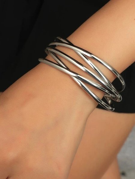 

JFN Boho Fashion Simple Line Open Bracelet, Silver, Bracelets