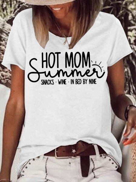 

Womens Hot Mom Summer Crew Neck T-Shirt, White, T-shirts