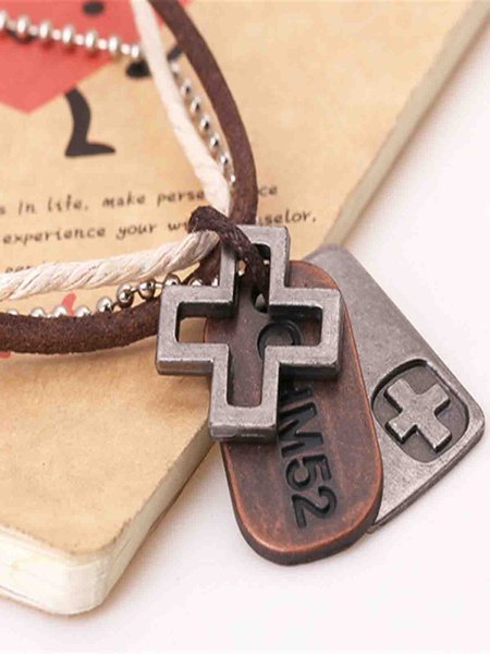 

Men's Vintage Plain Cross Necklace, As picture, Men Necklaces