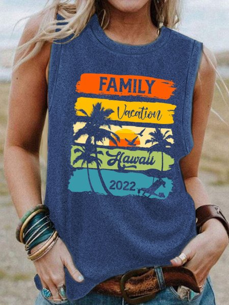 

Family Vacation Women's Cotton Blends Loosen Tanks & Camis, Light blue, Tank Tops