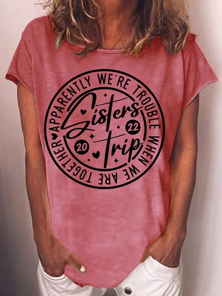 

Womens Sisters Trip 2022 Casual T-Shirt, Red, T-shirts