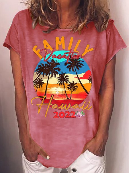 

Womens Hawaiian Shirt Family Vacation Matching Trip Group T-Shirt, Red, T-shirts