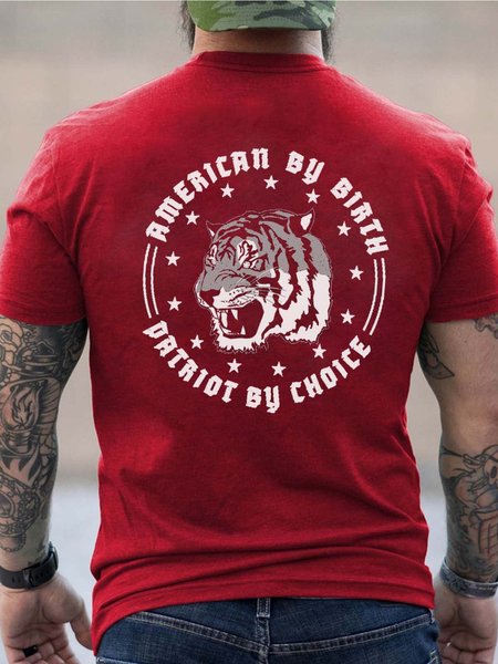 

tiger men’s Cotton Vintage Crew Neck T-Shirt, Red, T-shirts