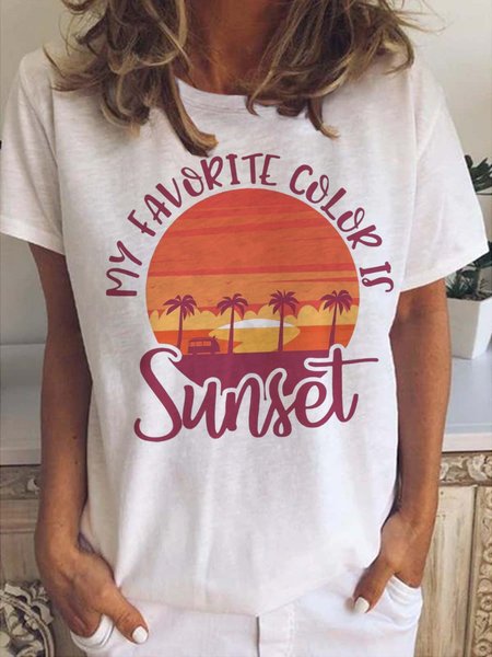 

My Favorite Color Is Sunset Women's Vacation T-Shirt, White, T-shirts
