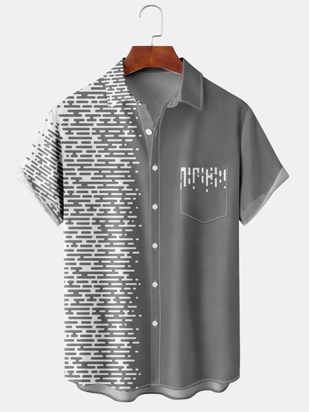 

Men's Geometric Print Short Sleeve Shirt, Gray, Men's Floral shirt