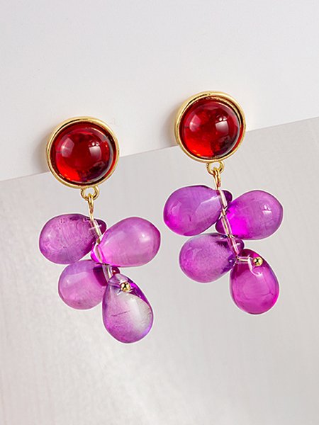 

JFN Vintage Purple Crystal Grape Earrings, Earrings