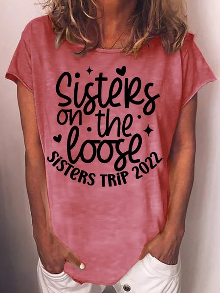 

Womens Sister On The Loose Sister Trip 2022 T-Shirt, Red, T-shirts