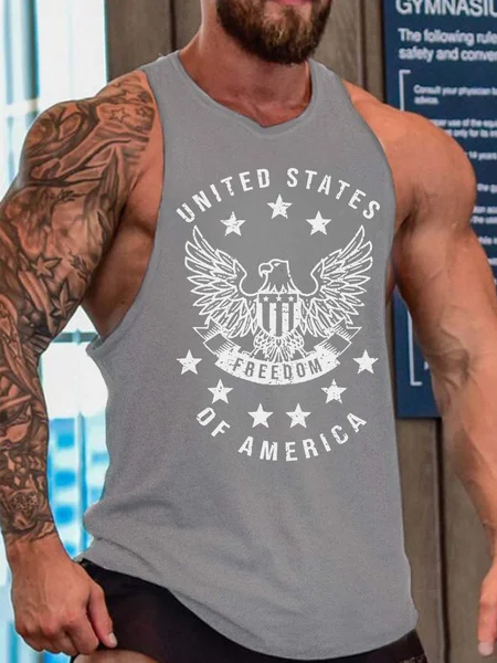 

eagle men’s Sleeveless Crew Neck Tank Top, Gray, Tank Tops