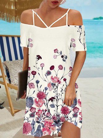 

Floral Off The Shoulder Dresses, White, Dresses