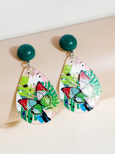 

Boho Resort Ultralight Butterfly Floral Drop Earrings, Green, Earrings