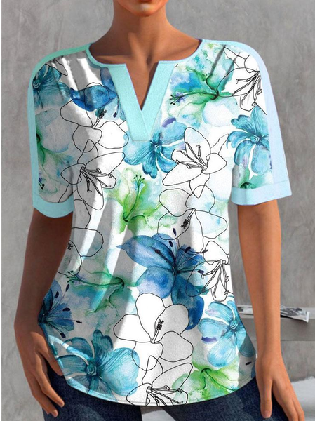 

Floral Cotton Blends T-Shirt, Multicolor, T-Shirts