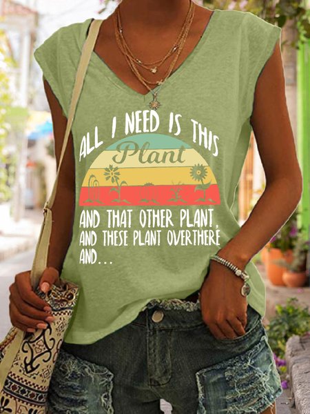 

All I Need Is This Plant Women's Regular Fit Tanks & Camis, Green, Tank Tops