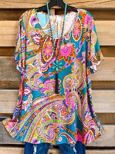 

Tribal Vintage Crew Neck T-Shirt, Multicolor, T-Shirts