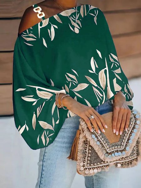 

Casual Long Sleeve Solid Loosen Top, Green, Tops