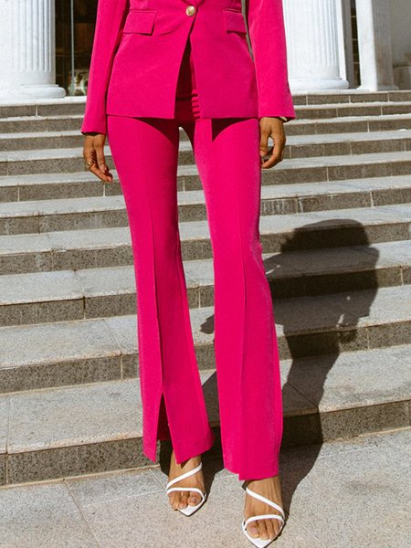 

Daily Rose Red Regular Fit Elegant Fashion Long Pants, Wide Leg Pants