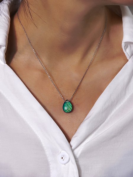 

Thermochromic Drop Shape Crystal Pendant Dress Necklace, Green, Necklaces