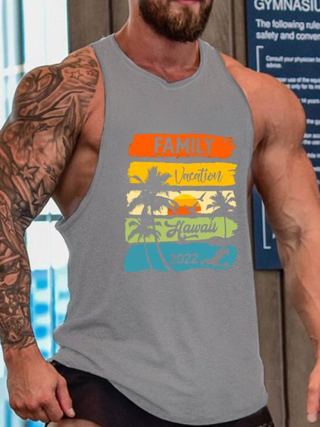 

Family Vacation Men's Sleeveless Tank Top, Gray, Tank Tops