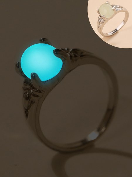 

Luminous Ethnic Vintage Round Gemstone Ring, Silver, Rings