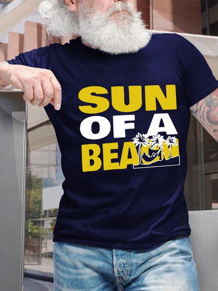 

Sun Of A Beach Men's Loose Cotton T-Shirt, Purplish blue, T-shirts