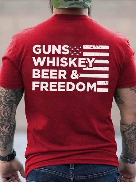 

American flag men’s Cotton Casual T-Shirt, Red, T-shirts