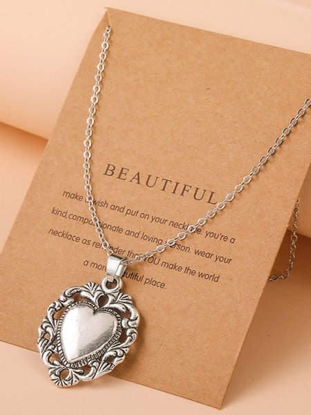 

JFN Vintage Geometric Heart Necklace, Silver, Necklaces