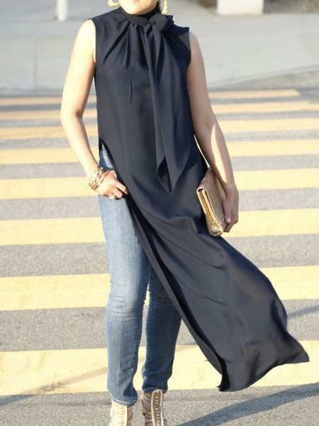 

Daily Sleeveless Fit Plain Top, Black, Tops