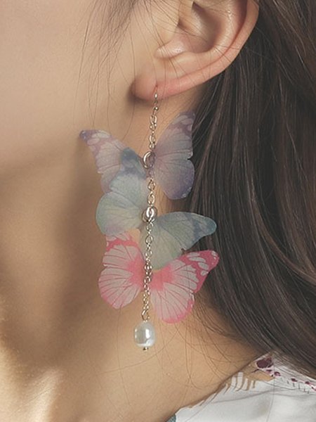 

JFN Vintage Style Faux Color Butterfly Crystal Drop Earrings, Multicolor, Earrings