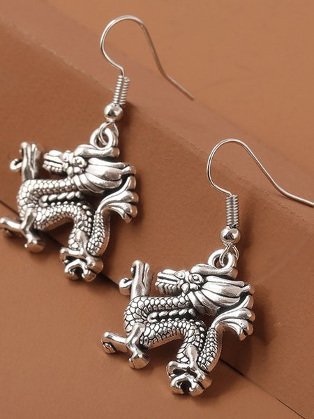 

JFN Chinoiserie Vintage Bionic Dragon Earrings, Silver, Earrings
