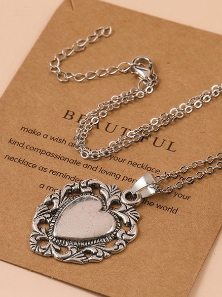 

Vintage Geometric Heart Necklace, Silver, Necklaces